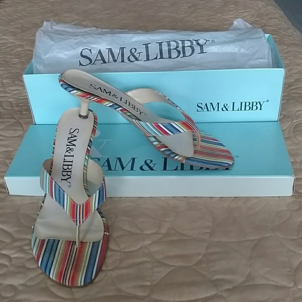 Sandals Sam&Libby fabric kitten heel sz 6